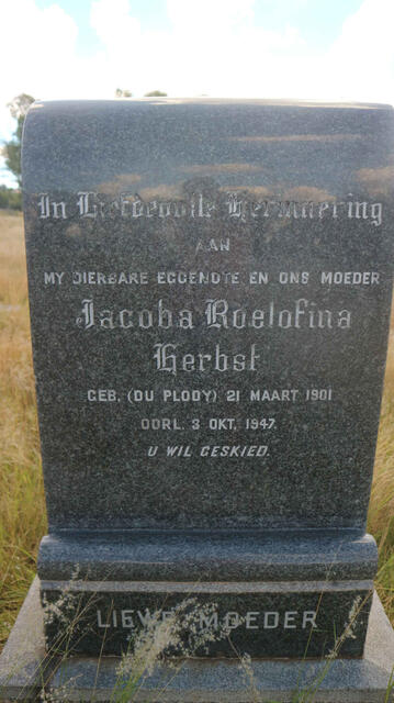 HERBST Jacoba Roelofina nee DU PLOOY 1901-1947