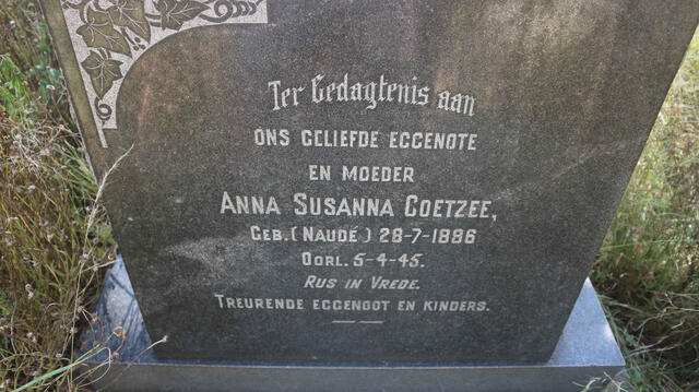 COETZEE Anna Susanna nee NAUDE 1886-1945