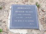 ZORGMAN Hester Eliza nee JURGENS 1923-2015