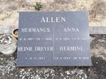 ALLEN Hermanus 1907-1955 & Anna 1906-1998 :: ALLEN Heinie Dreyer -1957 :: ALLEN Hermine 1944-2012