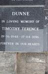 DUNNE Timothy Terence 1948-2016