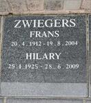 ZWIEGERS Frans 1912-2004 & Hilary 1925-2009