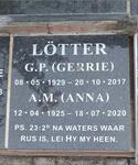 LOTTER G.P. 1929-2017 & A.M. 1925-2020