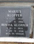 KLOPPER Marius 1933-1986 & Rentia 1933-2018