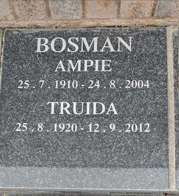 BOSMAN Ampie 1910-2004 & Truida 1920-2012