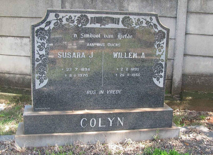 COLYN Willem A. 1893-1950 & Susara J. 1894-1970