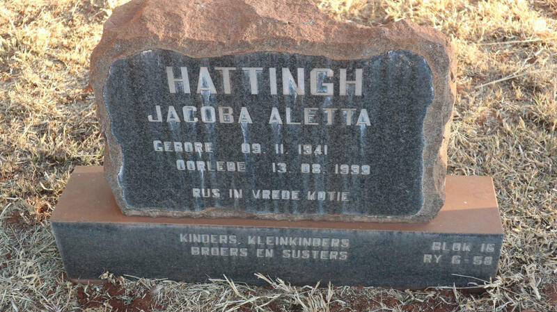 HATTINGH Jacoba Aletta 1941-1999