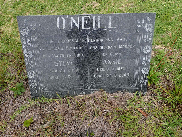 O'NEILL Steve 1918-1981 & Ansie 1925-2005