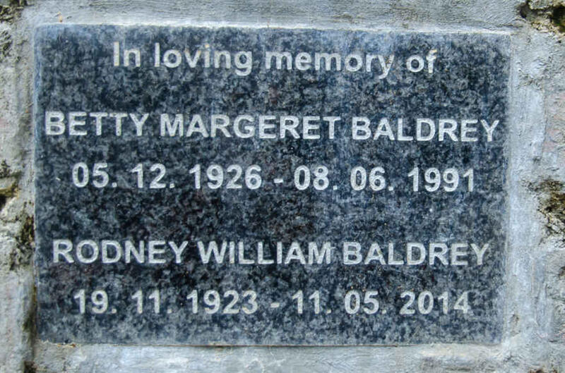 BALDREY Rodney William 1923-2014 & Betty Margeret 1926-1991
