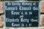 LOWE Leonard Edward -1989 & Elizabeth Betty -1997