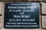 WRIGHT Ronald George 1926-2011 & Mary 1931-2020
