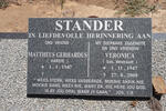 STANDER Mattheus Gerhardus 1947- & Veronica WESTRAADT 1947-2009