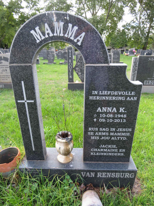 RENSBURG Anna K., van 1948-2013