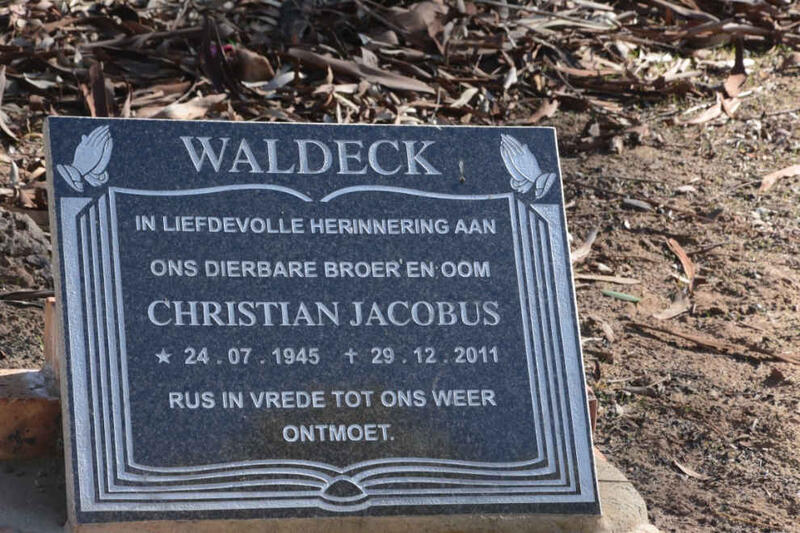 WALDECK Christian Jacobus 1945-2011