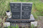 VOLSCHENK Matthys Johannes 1897-1987 & Maria Magdalena voorheen KNOX nee DU TOIT 1918-1996