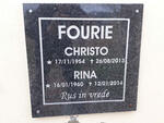 FOURIE Christo 1954-2013 & Rina 1960-2014