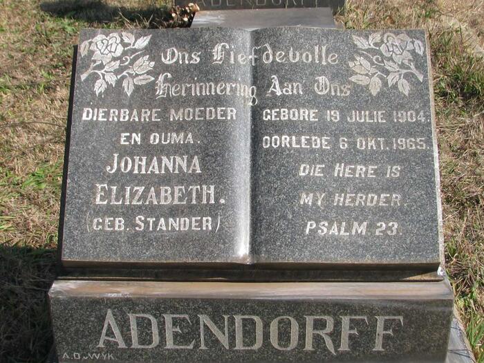ADENDORFF Johanna Elizabeth nee STANDER 1904-1965