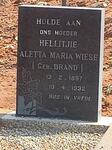 WIESE Hellitjie Aletta Maria nee BRAND 1897-1932