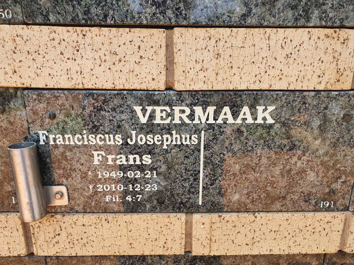 VERMAAK Franciscus Josephus 1949-2010