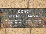KRIGE Lukas J.B. 1931-2006 & Doreen C. 1931-2020