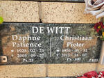 WITT Christiaan Pieter, de 1920-2013 & Daphne Patience 1925-2005