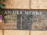 MERWE Elma, van der 1949-2008