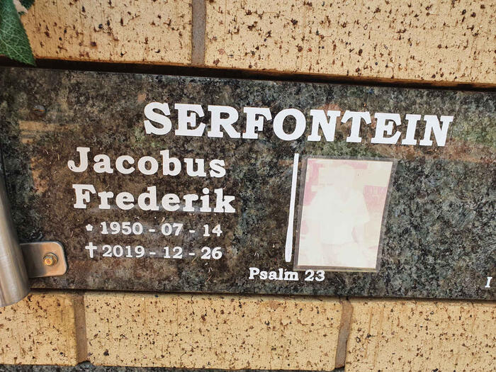SERFONTEIN Jacobus Frederik 1950-2019