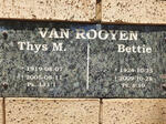 ROOYEN Thys M, van 1919-2005 & Bettie 1924-2009