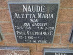 NAUDE Paul Stephanus F. 1913- & Aletta Maria JACOBS 1919-1981