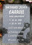 CAROLL Shirley Joan nee HUNDLEY 1927-2012