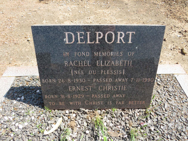 DELPORT Ernest Christie 1929- & Rachel Elizabeth DU PLESSIS 1930-1990