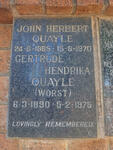 QUAYLE John Herbert 1885-1970 & Gertrude Hendrika WORST 1890-1975