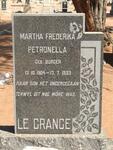 GRANGE Martha Frederika Petronella, le nee BURGER 1904-1933