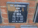 O'NEIL Joey nee MCLEAN 1952-1985