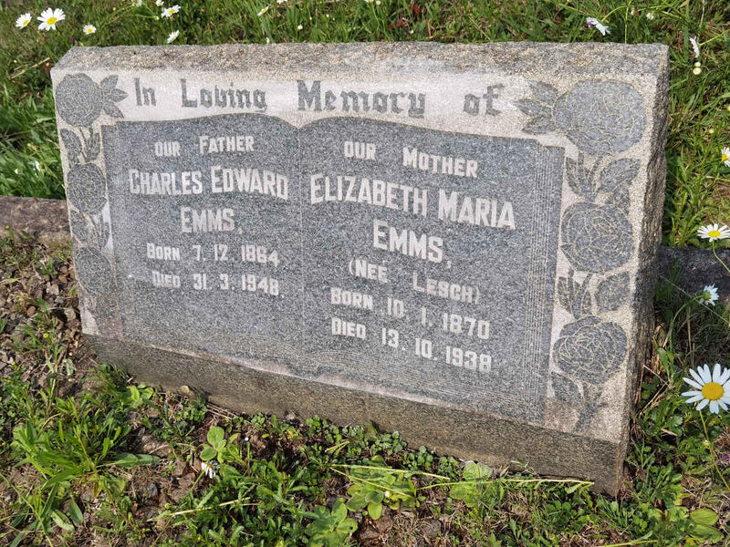 EMMS Charles Edward 1864-1948 & Elizabeth Maria LESCH 1870-1938