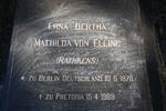 ELLING Erna Bertha Mathilda, von, nee RATHKENS 1878-1969