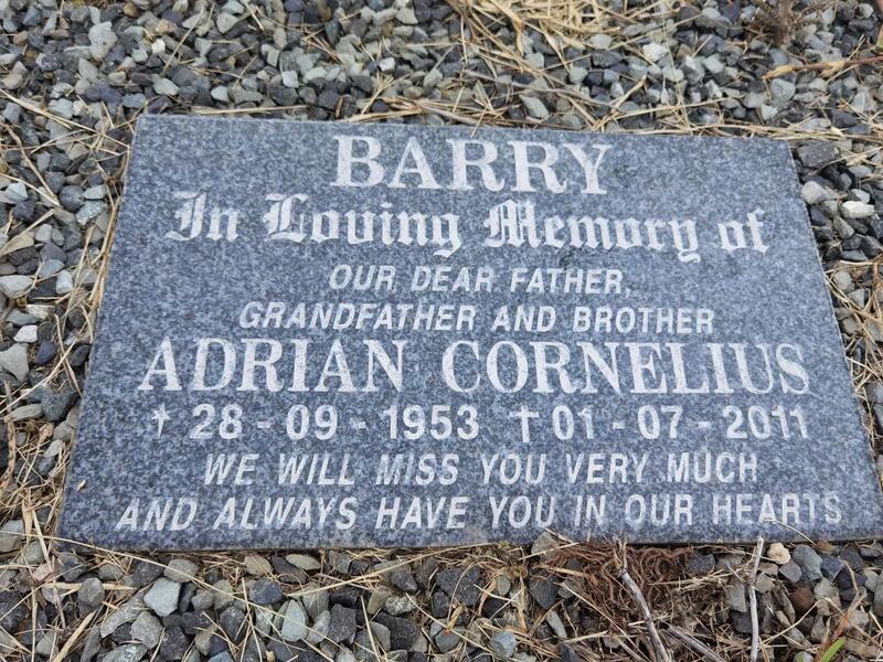 BARRY Adrian Cornelius 1953-2011