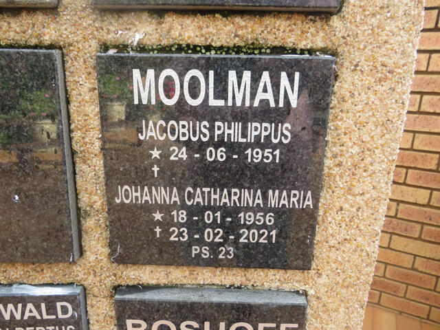MOOLMAN Jacobus Philippus 1951- & Johanna Catharina Maria 1956-2021