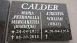CALDER Augustus William 1950- & Maria Petronella Margaretha 1952-2018
