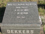 DEKKERS Wilhelmina Aletta nee TOUA 1889-1960