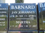 BARNARD Jan Johannes 1929-2012 & Martha 1934-2007