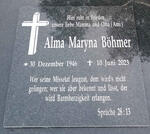 BÖHMER Alma Maryna 1946-2023