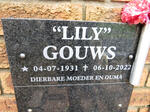GOUWS Lily 1931-2022