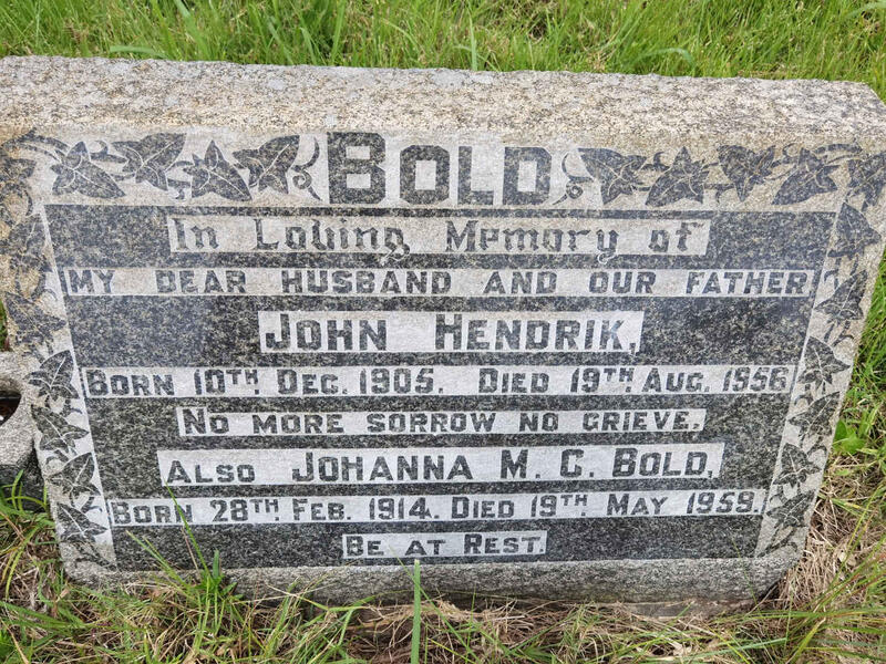 BOLD John Hendrik 1905-1956 & Johanna M.C. 1914-1959