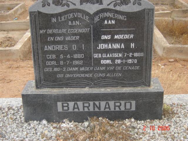 BARNARD Andries O.I. 1880-1962 & Johanna H. CLAASSEN 1880-1970