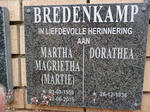 BREDENKAMP Dorathea 1936- :: BREDENKAMP Martha Magrietha 1959-2015