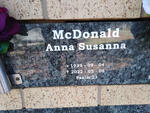 MCDONALD Anna Susanna 1939-2022
