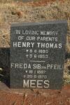 MEES Henry Thomas 1885-1953 & Freda S. PFEIL 1887-1970