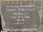 NICHOLLS Henry Christian -1950