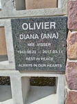 OLIVIER Diana nee VISSER 1943-2017